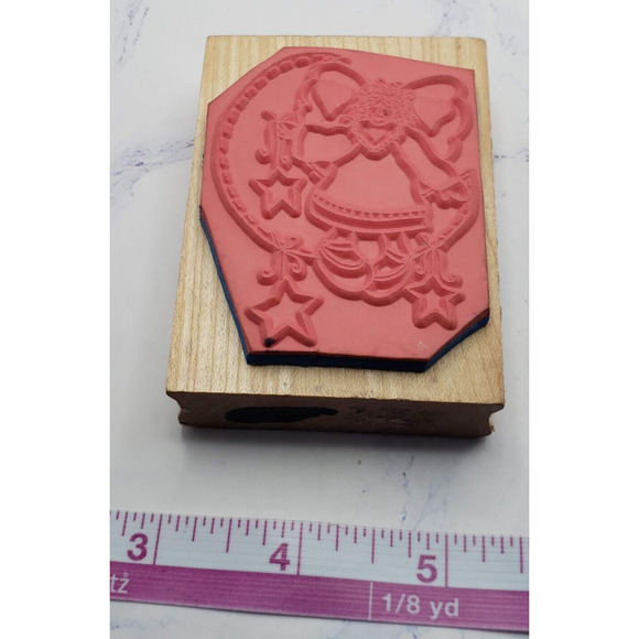 Inkadinkado Alma Lynne Angel Heart on Moon Wood Mounted Rubber Stamp - Picture 6 of 7